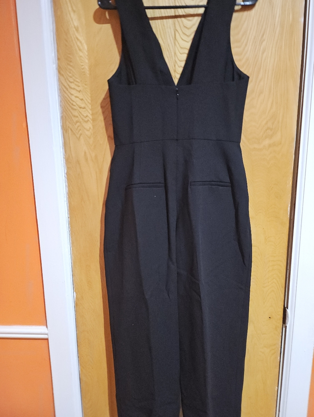 Club Monaco Classic Black V-Neck Women's Jumpsuit